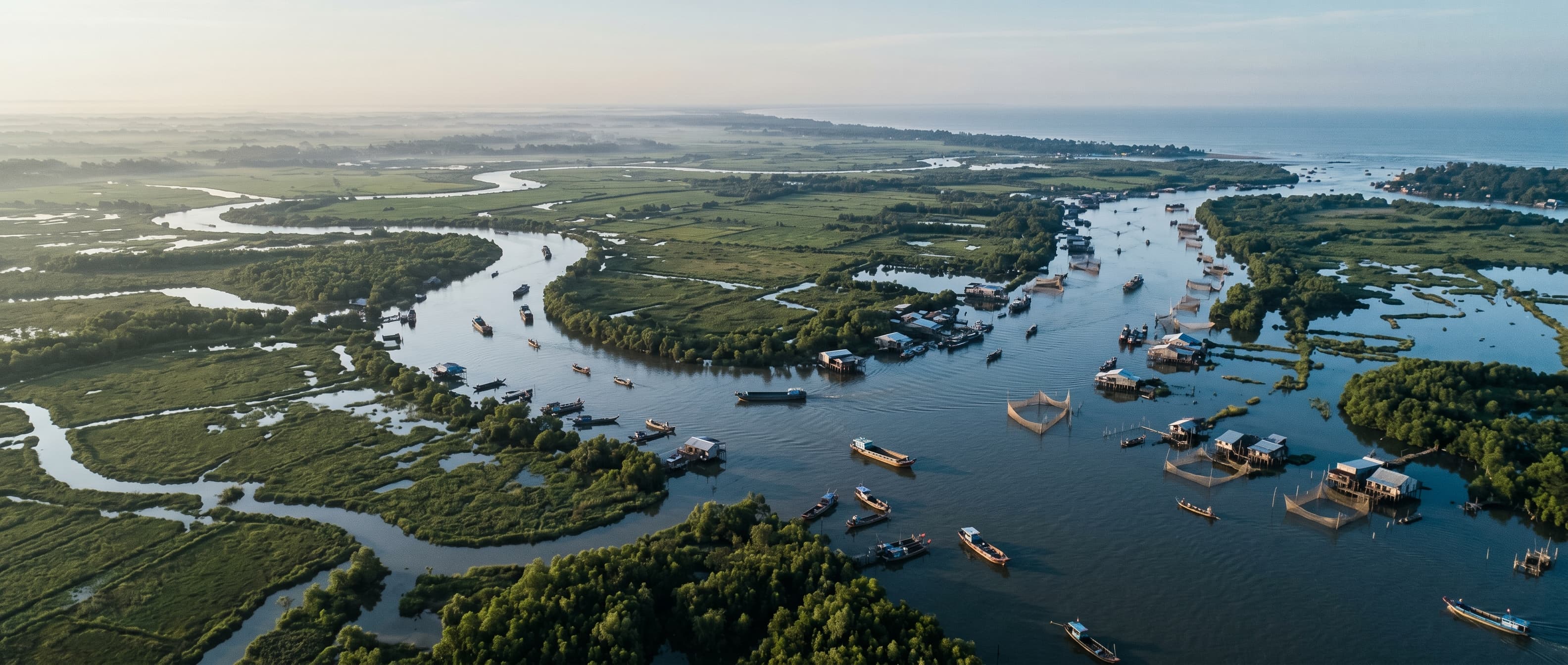 Vietnam coastal Mekong Delta at dawn